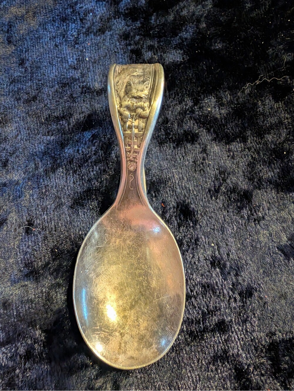 Vintage Silver Toned Spoon with Cat Motif